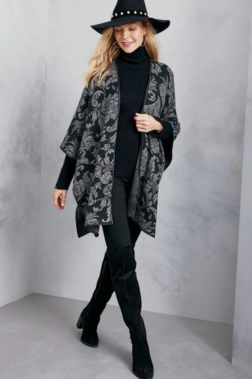 Soft Surroundings Rian Jacquard Ruana- Scarves & Wraps