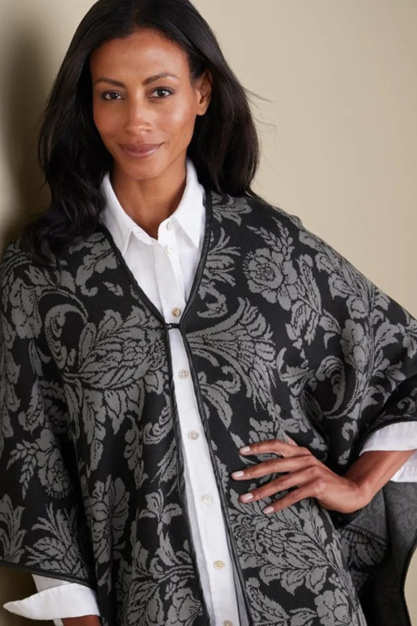 Soft Surroundings Rian Jacquard Ruana- Scarves & Wraps