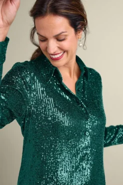 Soft Surroundings Sancerre Sequin Shirt- Tops