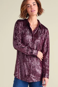 Soft Surroundings Sancerre Sequin Shirt- Tops