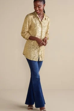 Soft Surroundings Sancerre Sequin Shirt- Tops