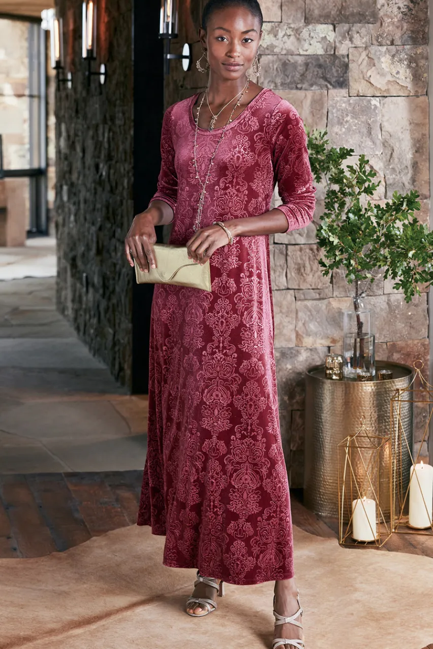 Soft Surroundings Santiago Embossed Velvet Dress- Dresses