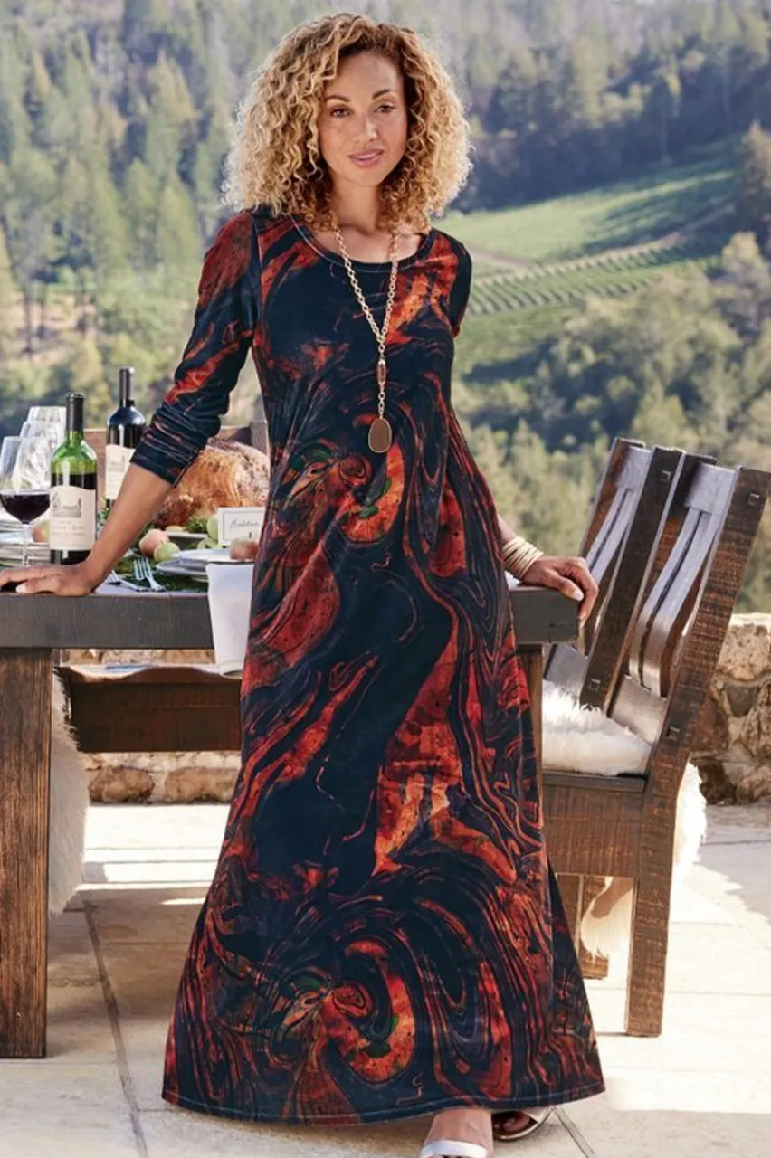 Soft Surroundings Santiago Stretch Velvet Dress- Dresses