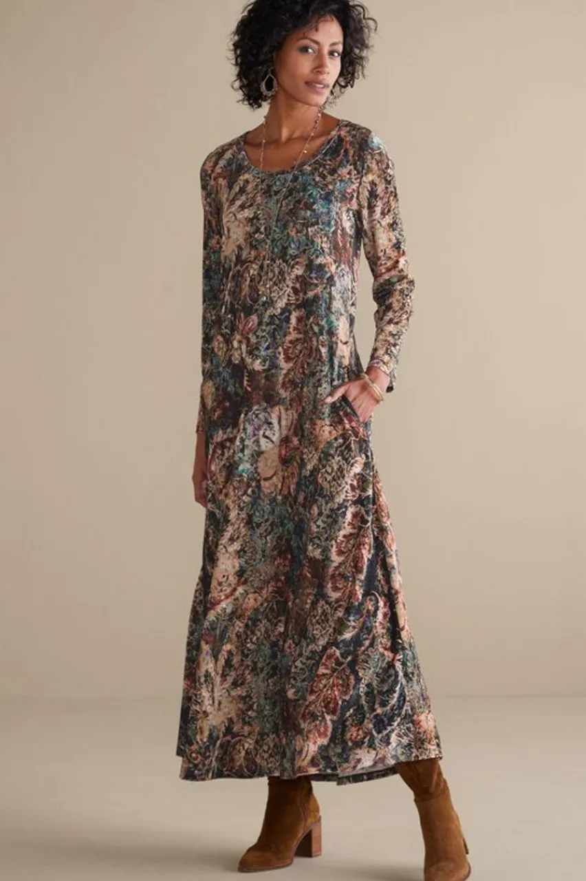 Soft Surroundings Santiago Stretch Velvet Dress- Dresses