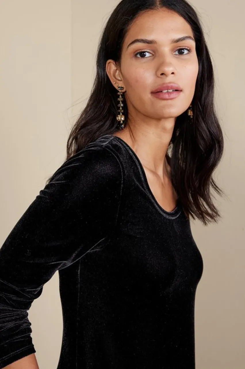 Soft Surroundings Santiago Stretch Velvet Dress- Dresses