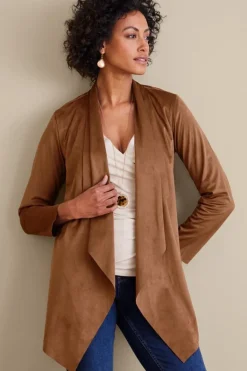 Soft Surroundings Shape Drape Faux Suede Jacket- Toppers|Jackets & Coats