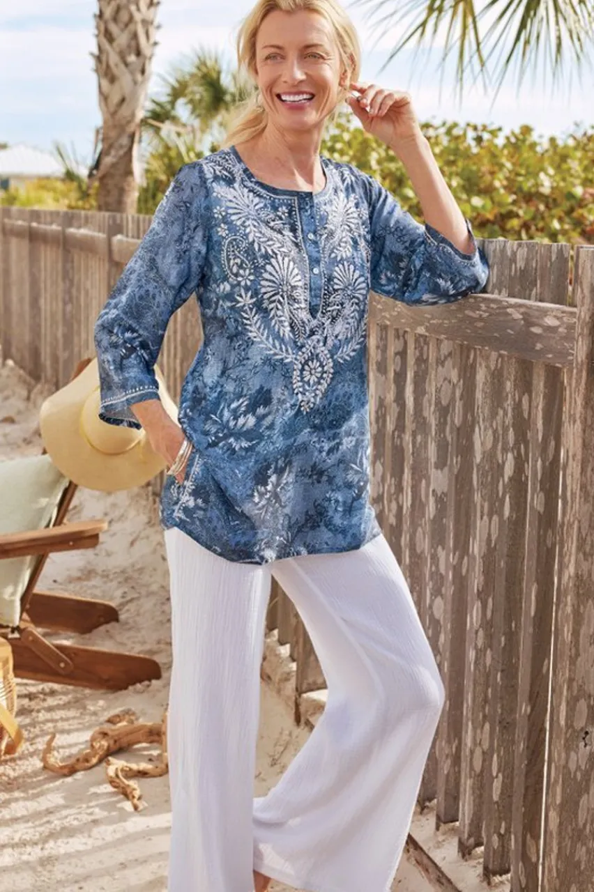 Soft Surroundings Silvia Embroidered Tunic- Tops|Tunics & Leggings