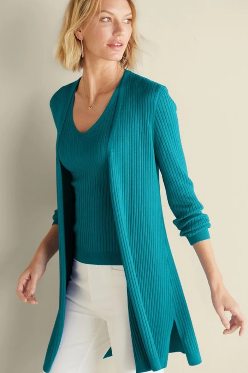 Soft Surroundings Soft Essential Ribbed Long Cardi- Tops|Sweaters & Cardigans