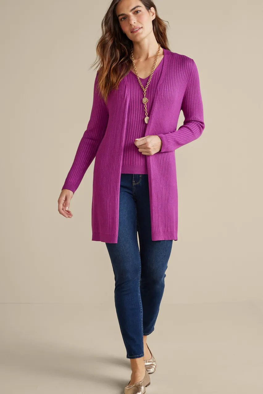 Soft Surroundings Soft Essential Ribbed Long Cardi- Tops|Sweaters & Cardigans