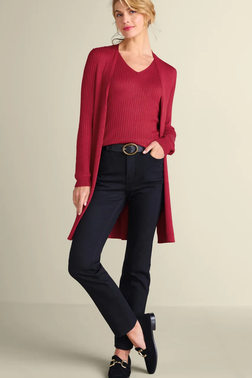 Soft Surroundings Soft Essential Ribbed Long Cardi- Tops|Sweaters & Cardigans