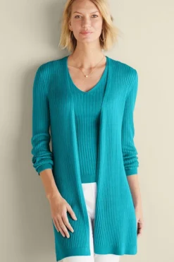 Soft Surroundings Soft Essential Ribbed Long Cardi- Tops|Sweaters & Cardigans