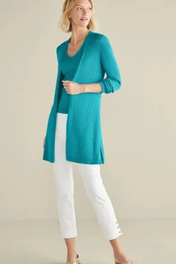 Soft Surroundings Soft Essential Ribbed Long Cardi- Tops|Sweaters & Cardigans