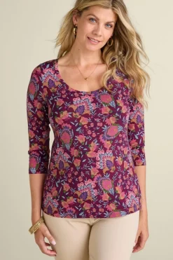 Soft Surroundings Soft Essential Supima 3/4 Sleeve Tee- Tops