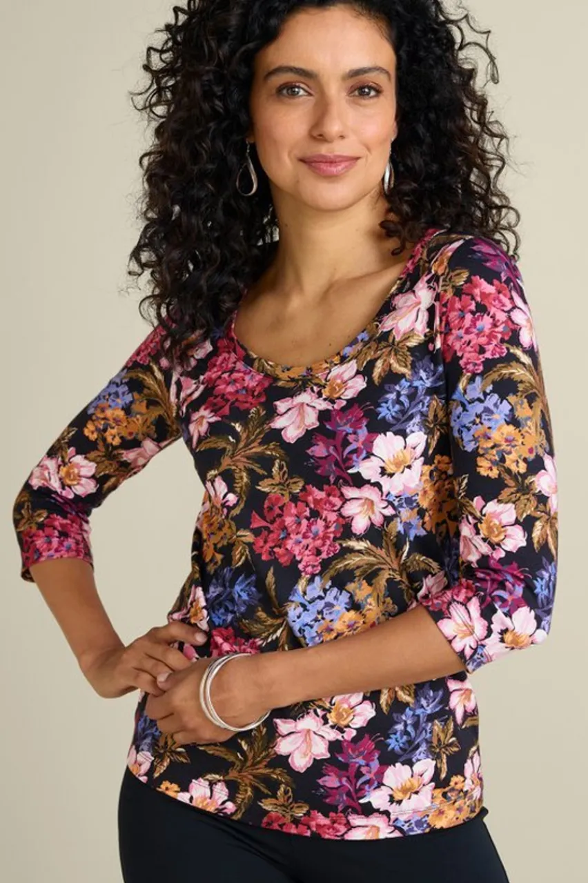 Soft Surroundings Soft Essential Supima 3/4 Sleeve Tee I- Tops