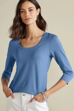 Soft Surroundings Soft Essential Supima 3/4 Sleeve Tee I- Tops