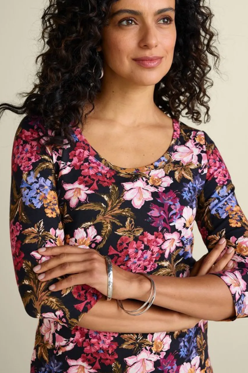 Soft Surroundings Soft Essential Supima 3/4 Sleeve Tee I- Tops