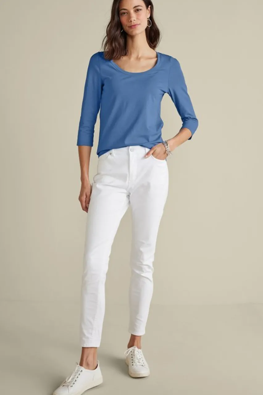 Soft Surroundings Soft Essential Supima 3/4 Sleeve Tee I- Tops