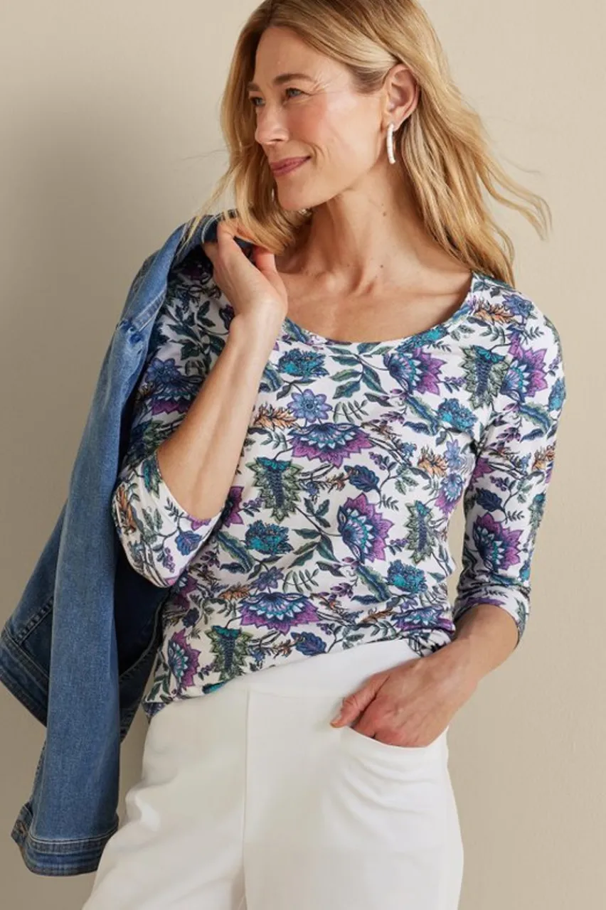 Soft Surroundings Soft Essential Supima 3/4 Sleeve Tee I- Tops