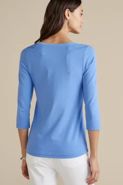 Soft Surroundings Soft Essential Supima 3/4 Sleeve Tee I- Tops
