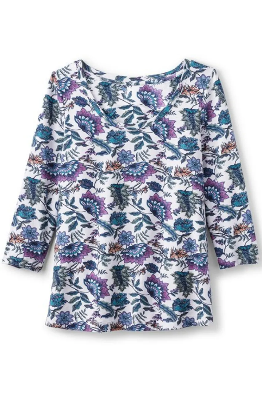 Soft Surroundings Soft Essential Supima 3/4 Sleeve Tee I- Tops