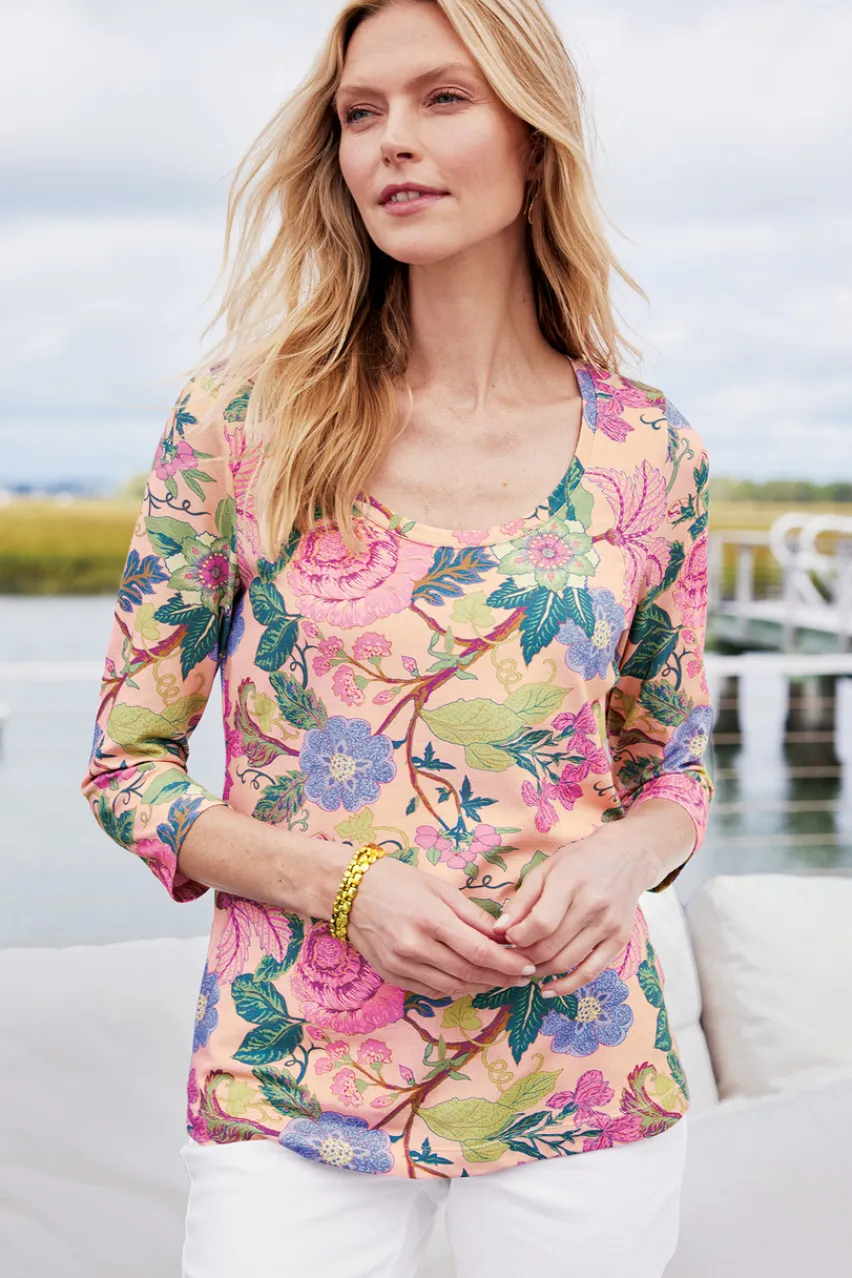Soft Surroundings Soft Essential Supima 3/4 Sleeve Tee I- Tops