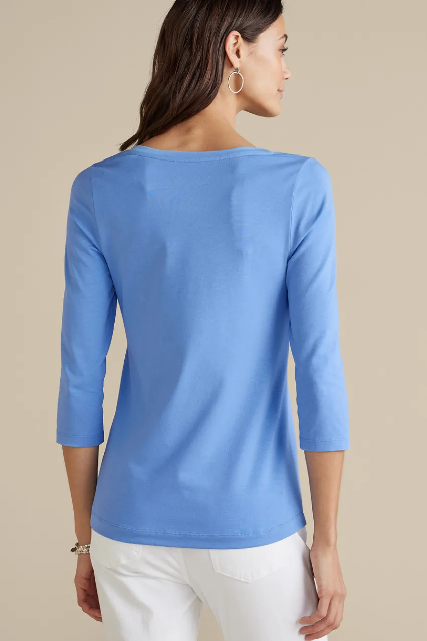 Soft Surroundings Soft Essential Supima 3/4 Sleeve Tee I- Tops