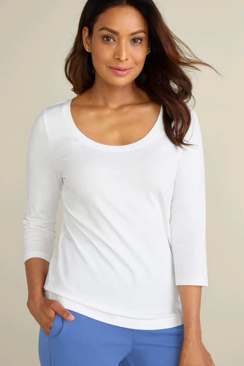 Soft Surroundings Soft Essential Supima 3/4 Sleeve Tee I- Tops