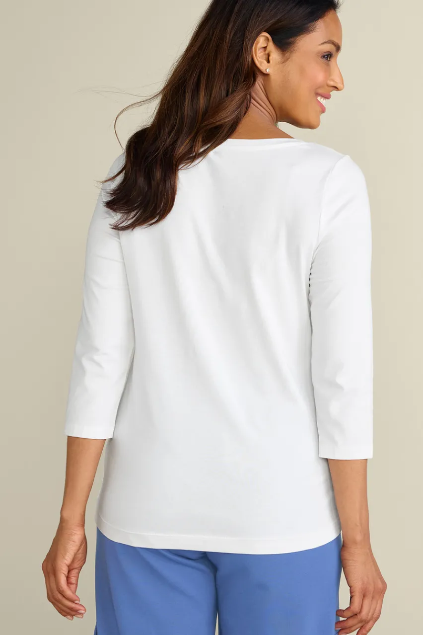 Soft Surroundings Soft Essential Supima 3/4 Sleeve Tee I- Tops