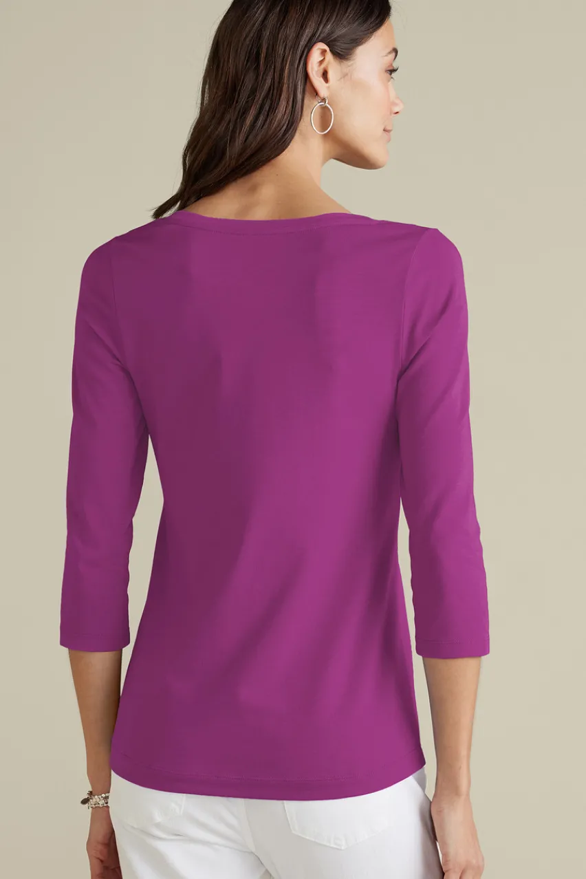 Soft Surroundings Soft Essential Supima 3/4 Sleeve Tee I- Tops