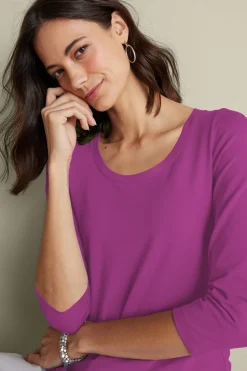Soft Surroundings Soft Essential Supima 3/4 Sleeve Tee I- Tops