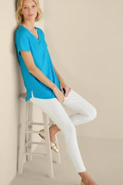 Soft Surroundings Soft Essential Supima Isabel Short Sleeve Tunic- Tops|Tunics & Leggings