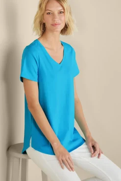 Soft Surroundings Soft Essential Supima Isabel Short Sleeve Tunic- Tops|Tunics & Leggings