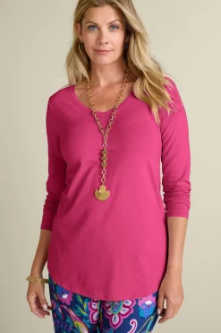 Soft Surroundings Soft Essential Supima Isabel Long Sleeve Tunic- Tops