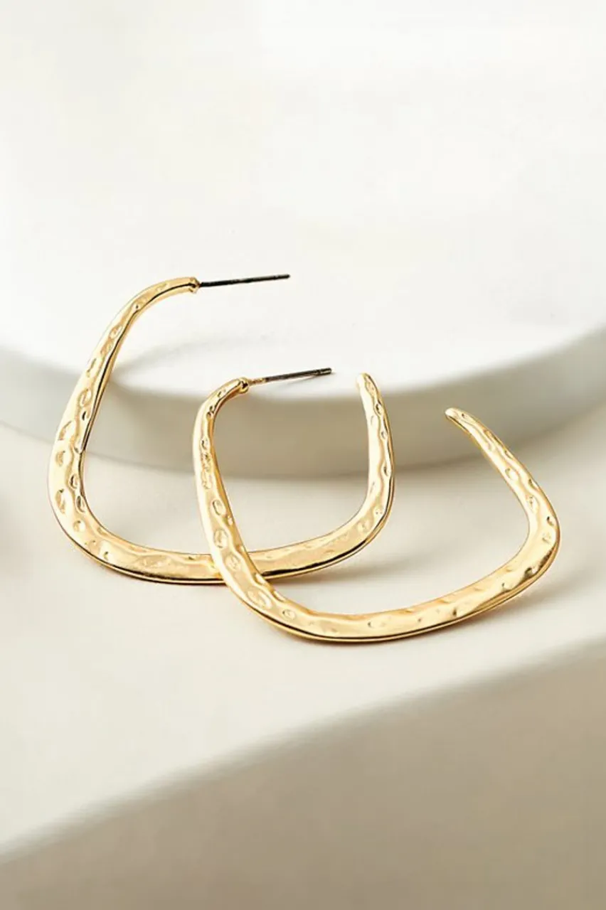 Soft Surroundings Soreli Hammered Hoop Earrings- Jewelry|Earrings