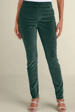 Soft Surroundings Sutton Velveteen Pull-On Slim Leg Pants- Pants