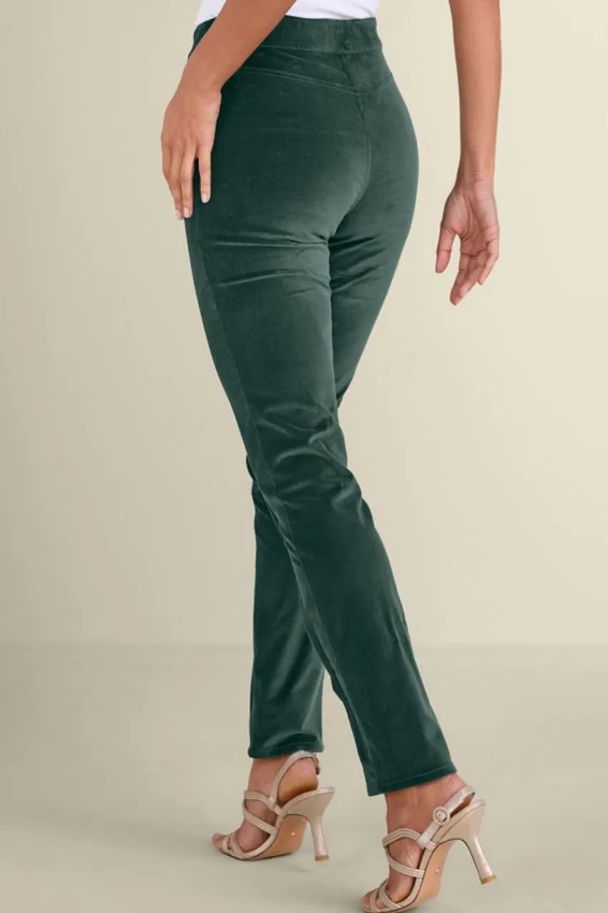 Soft Surroundings Sutton Velveteen Pull-On Slim Leg Pants- Pants