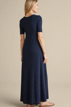 Soft Surroundings Textured Short Sleeve Santiago Dress- Dresses