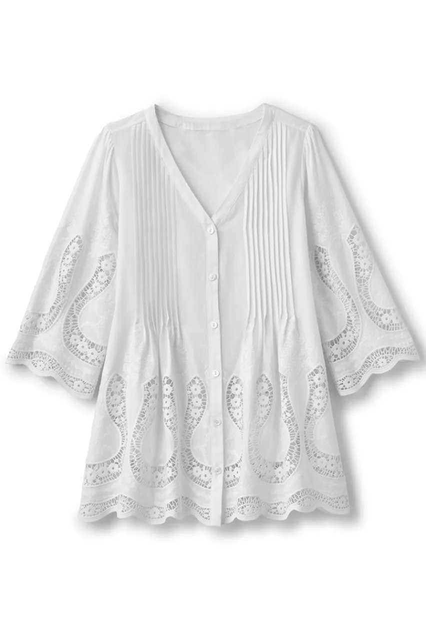 Soft Surroundings Trella Eyelet Top- Tops