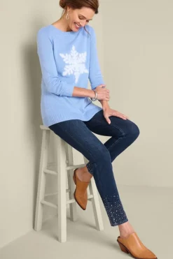 Soft Surroundings Ultimate Denim Crystal Pull-On Slim Leg Jeans- Jeans