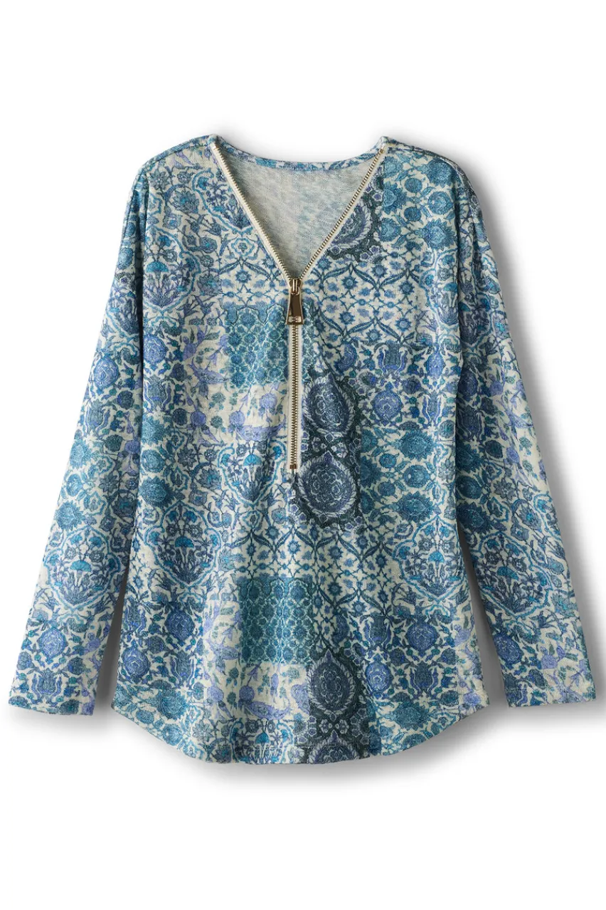 Soft Surroundings Valentina Zip Sweater- Tops|Sweaters & Cardigans
