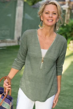 Soft Surroundings Valentina Zip Sweater- Tops|Sweaters & Cardigans