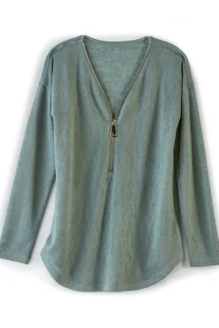 Soft Surroundings Valentina Zip Sweater- Tops|Sweaters & Cardigans