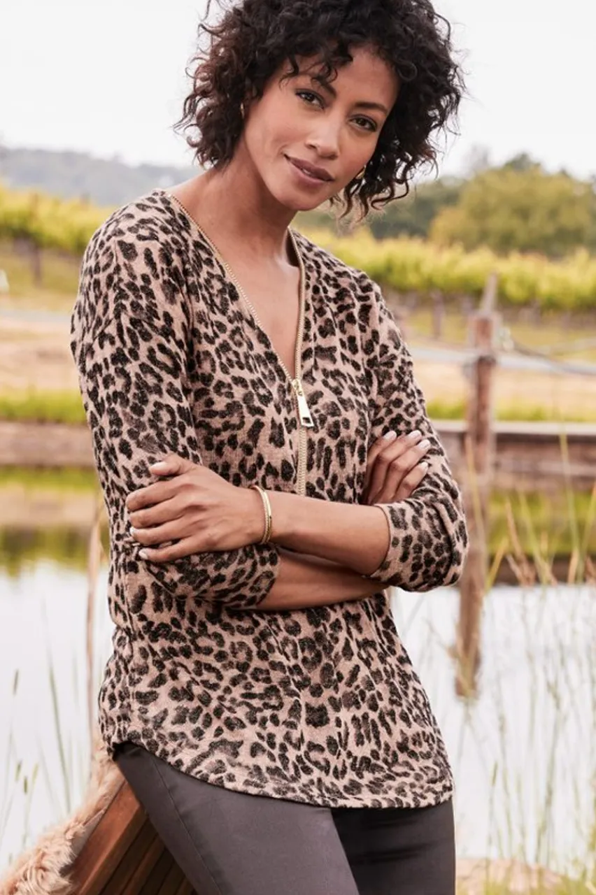 Soft Surroundings Valentina Zip Sweater- Tops|Sweaters & Cardigans