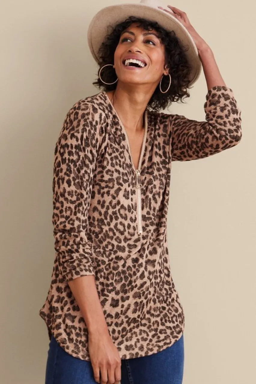 Soft Surroundings Valentina Zip Sweater- Tops|Sweaters & Cardigans