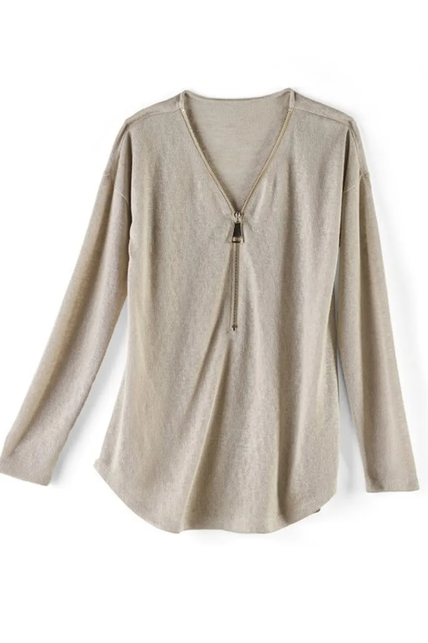 Soft Surroundings Valentina Zip Sweater- Tops|Sweaters & Cardigans