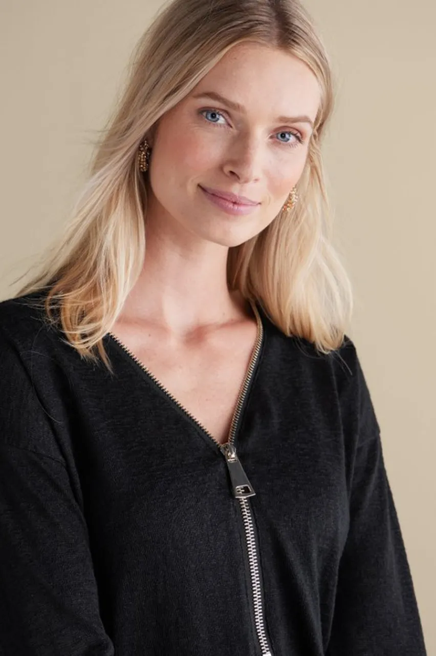 Soft Surroundings Valentina Zip Sweater- Tops|Sweaters & Cardigans