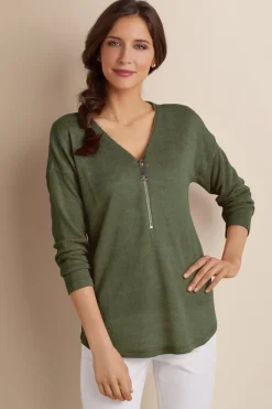 Soft Surroundings Valentina Zip Sweater- Tops|Sweaters & Cardigans
