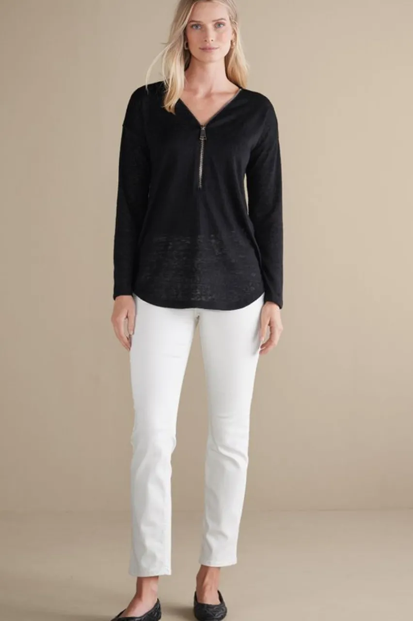 Soft Surroundings Valentina Zip Sweater- Tops|Sweaters & Cardigans