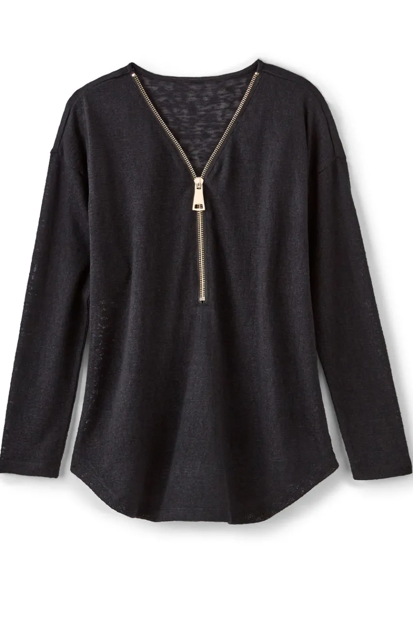 Soft Surroundings Valentina Zip Sweater- Tops|Sweaters & Cardigans