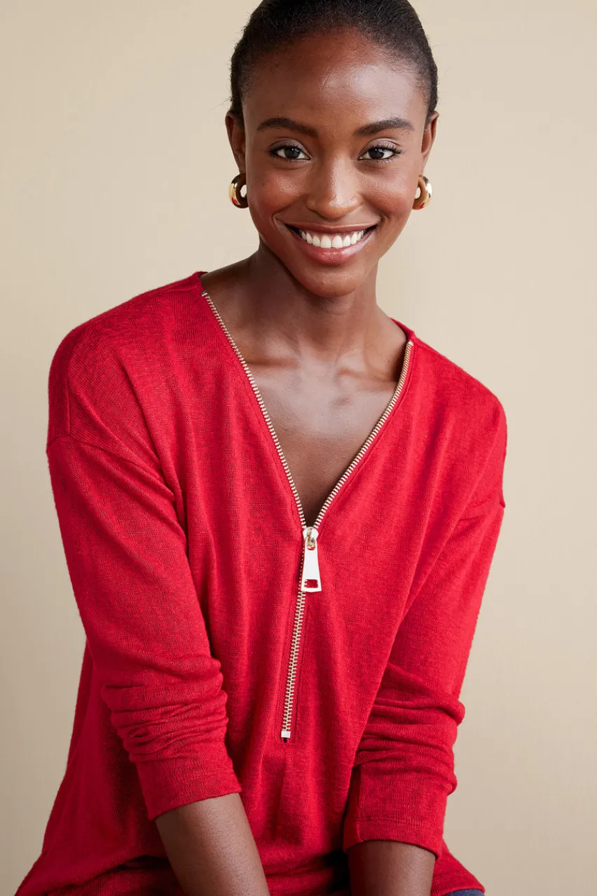 Soft Surroundings Valentina Zip Sweater- Tops|Sweaters & Cardigans